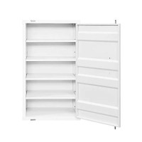 Benjara, White Industrial Style Metal Chest With Recessed Door Front