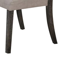 Benjara Wooden Side Chair With Tufted Back, Set Of 2, Brown And Gray