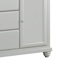 Benjara, Silver 3 Drawer And 2 Door Wooden Server With Crystal Accent