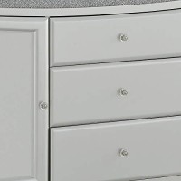 Benjara, Silver 3 Drawer And 2 Door Wooden Server With Crystal Accent