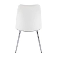 Benjara Leatherette Metal Side Chair With Angled Legs, Set Of 2, White