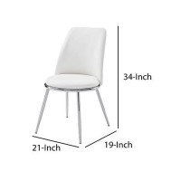 Benjara Leatherette Metal Side Chair With Angled Legs, Set Of 2, White