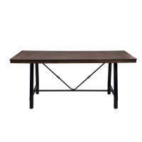 Benjara, Brown And Black Industrial Style Wood And Metal Dining Table
