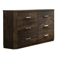 Benjara, Brown Transitional Style 6 Drawer Wooden Dresser With Plinth Base