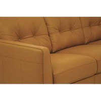 Benjara Leatherette Sofa With Tapered Legs And Button Tufted Details, Brown