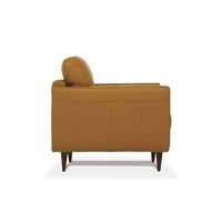 Benjara Leatherette Sofa With Tapered Legs And Button Tufted Details, Brown