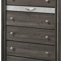Benjara, Gray Transitional Style 6 Drawer Wooden Chest With Bracket Feet