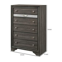 Benjara, Gray Transitional Style 6 Drawer Wooden Chest With Bracket Feet