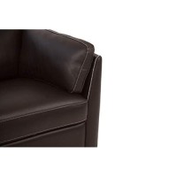 Benjara Brown Leatherette Sofa With Tapered Legs And Sloped Armrests, Dark
