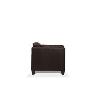 Benjara Brown Leatherette Sofa With Tapered Legs And Sloped Armrests, Dark