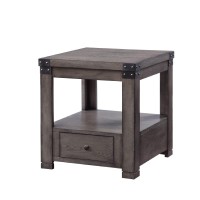 Benjara Wooden End Table With Open Bottom Shelf And One Drawer, Gray