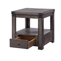 Benjara Wooden End Table With Open Bottom Shelf And One Drawer, Gray