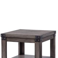 Benjara Wooden End Table With Open Bottom Shelf And One Drawer, Gray