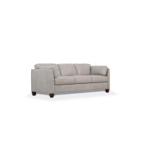 Benjara White Leatherette Sofa With Tapered Legs And Sloped Armrests, Dusty