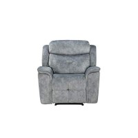 Benjara, Gray Fabric Upholstered Recliner Chair With Usb Charging Docks