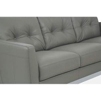 Benjara Leatherette Sofa With Tapered Legs And Button Tufted Details, Gray