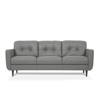 Benjara Leatherette Sofa With Tapered Legs And Button Tufted Details, Gray