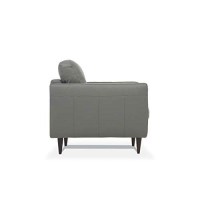 Benjara Leatherette Sofa With Tapered Legs And Button Tufted Details, Gray