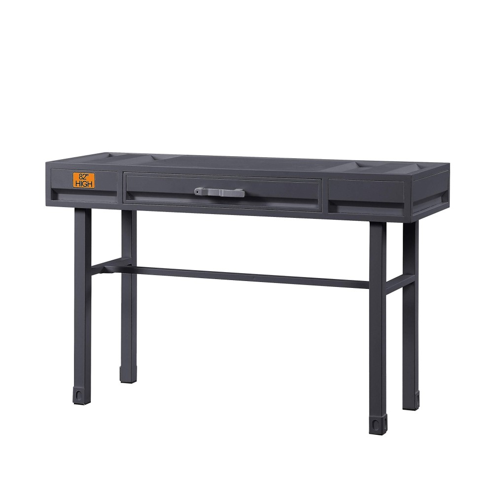 Benjara Industrial Style Metal And Wood 1 Drawer Vanity Desk, Gray