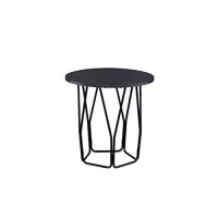 Benjara Industrial Style Wooden End Table With Metal Base, Black And Brown