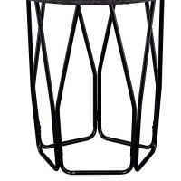 Benjara Industrial Style Wooden End Table With Metal Base, Black And Brown