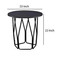 Benjara Industrial Style Wooden End Table With Metal Base, Black And Brown