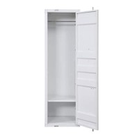 Benjara Industrial Style Metal Wardrobe With Recessed Door Front, White