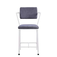 Benjara Industrial Style Metal Counter Height Chair, Set Of 2, White And Gray