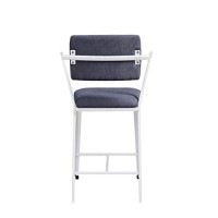 Benjara Industrial Style Metal Counter Height Chair, Set Of 2, White And Gray