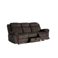 Benjara, Brown Velvet Upholstered Glider Sofa With Reclining Motion