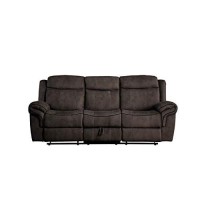 Benjara, Brown Velvet Upholstered Glider Sofa With Reclining Motion