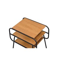 Benjara Metal And Wooden End Table With 2 Bottom Shelves, Brown And Black