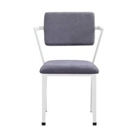Benjara Fabric Upholstered Metal Dining Chair, Set Of 2, White And Gray