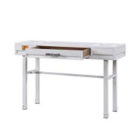 Benjara Industrial Style Metal And Wood 1 Drawer Vanity Desk, White