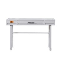 Benjara Industrial Style Metal And Wood 1 Drawer Vanity Desk, White