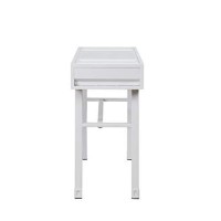 Benjara Industrial Style Metal And Wood 1 Drawer Vanity Desk, White