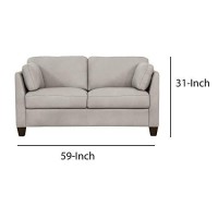 Benjara White Leatherette Loveseat With Tapered Legs And Sloped Armrests,Dusty