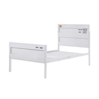 Benjara Industrial Style Metal Twin Size Bed With Straight Leg Support, White