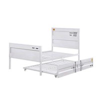 Benjara Industrial Style Metal Twin Size Bed With Straight Leg Support, White