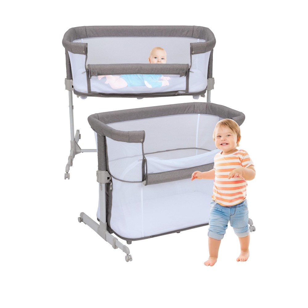 Optimisk Baby Bassinet Bedside Sleeper Baby Swing Crib With Pack And Playpen Mattress, 4In1 Mesh Portable Bassinet With Wheels For Babies And Toddlers Up To 12 Months