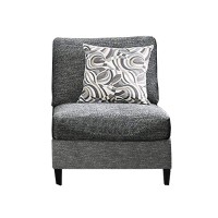 Benjara Gray Chenille Fabric Upholstered Armless Chair With Pillow, Dark