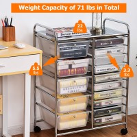 Happygrill 15 Drawer Storage Drawer Cart Organizer Cart Tools Office School Utility Cart Paper Organizer Rolling Storage Cart With Wheels