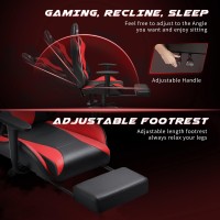 Homall Gaming Chair Computer Office Chair Ergonomic Desk Chair With Footrest Racing Executive Swivel Chair Adjustable Rolling Task Chair (Red)