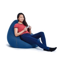 Yogibo Lounger Small Bean Bag Lounge Chair For Adults, Kids And Teens, Soft, Plush, Comfy, Sensory, Gaming Beanbag, Washable Cover, Blue