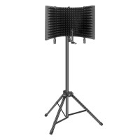 Professional Studio Recording Microphone Isolation Shield, Pop Filter,High Density Absorbent Foam Is Used To Filter Vocal Suitable For Blue Yeti And Other Condenser Microphones (Ao-504 With Stand)