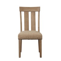 Acme Furniture Nathaniel Side Chair, Slatted Back (Set-2), Fabric & Maple