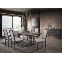 Acme Leventis Trestle Dining Table In Weathered Gray