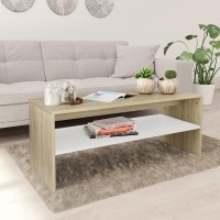 Vidaxl Coffee Table Couch End Side Telephone Sofa Tea Accent Storage Table Desk Bedroom Living Room Furniture White And Sonoma Oak Engineered Wood