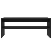 Vidaxl Black Engineered Wood Coffee Table - Rectangular Modern Living Room Table With Shelf, Scandinavian Style End Table, Easy Assembly