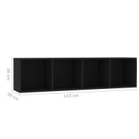 Vidaxl Tv Stand, Wall Book Shelf, Floating Tv Shelf For Book Dvd Photo Frames, Book Stand For Vertically Or Horizontally Wall Mounted, Modern, Black